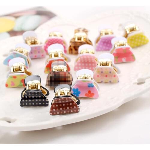 4PCS Fashion Trumpet 3CM Hair Clip Flower Printing Hair Claws Acrylic Solid Hair Clips For Girl Hairpins Hair Accessories