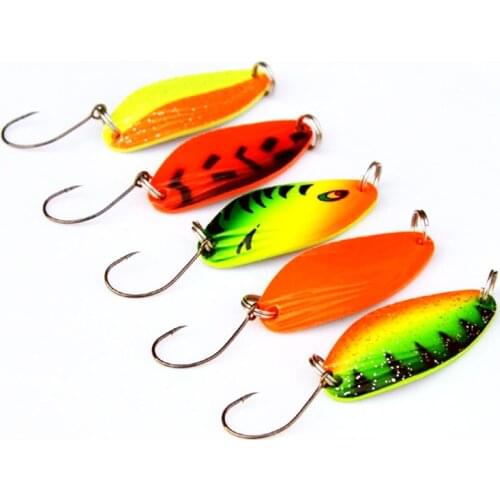 5pcs/lot 3.5cm 4.5g fishing spoon trout lures fluttering spoons Japanese freshwater fishing lures spinner Mixed Color