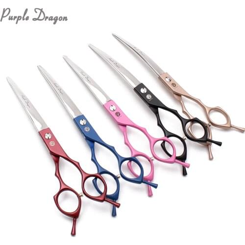 6.5" 7" 440C Purple Dragon Dog Grooming Scissors Animal Scissors Down Curved Shears Professional Pet Scissors Dropshipping Z4009