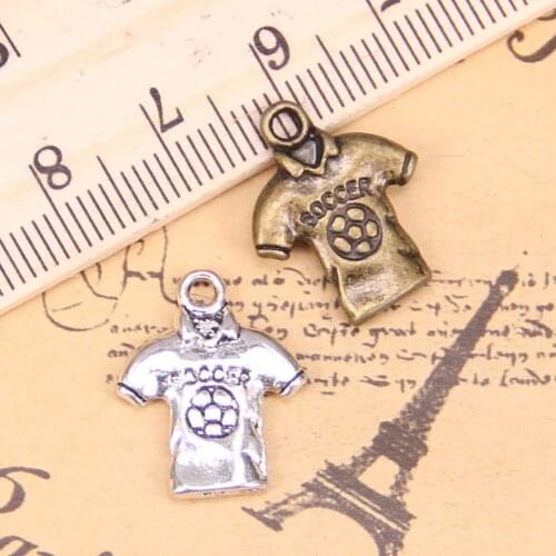 14pcs Charms soccor shirts jersey 19x15mm Antique Pendants,Vintage Tibetan Silver Jewelry,DIY for bracelet necklace