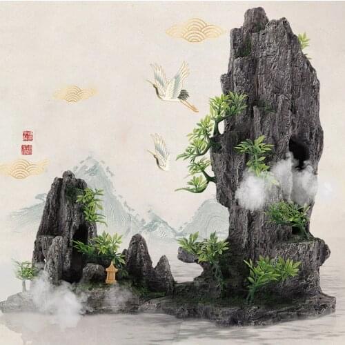 Aquarium Rockery Stone Fish Tank Resin Decoration Accessories Hide Fish Cave Artificial Rockery House Ornaments For Aquariums