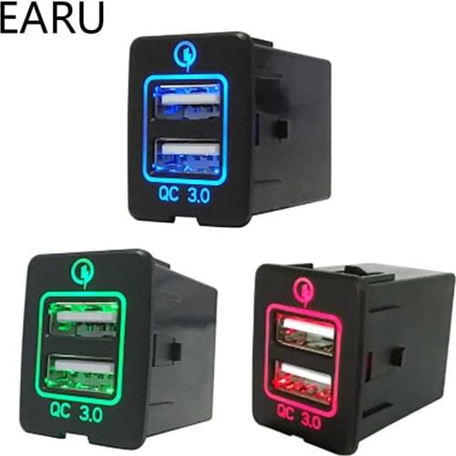 New Japanese Voltage Meter Voltmeter Display mobile phone charger reserved space modified dual usb car charger QC3.0 fast charge