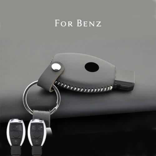 For Mercedes-Benz GLC GLA A-Class Shell Keychain Holder Leather Smart Remote Car Key Case Protector Accessories Cover Fob