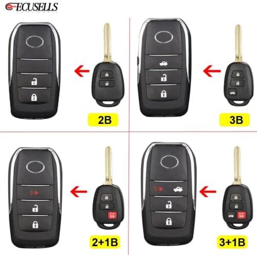 Flip 2/2+1/3/3+1 Button Modified Remote Car Key Shell Case Toy43 Uncut Blade For Toyota Prius C Corolla Yaris Avensis 2013-2018