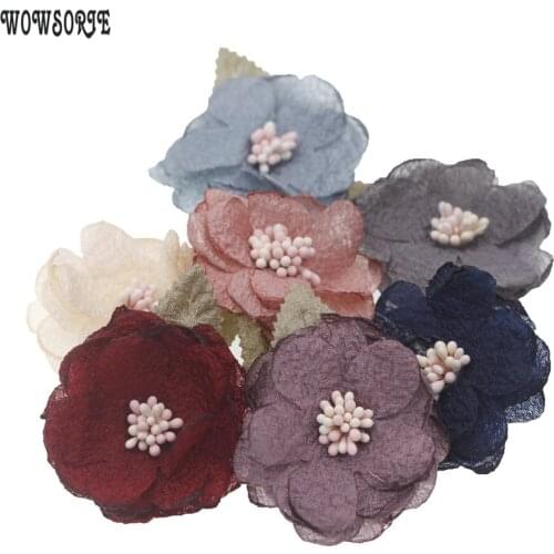 5.5cm Baby Handmade Thin Leaf Flower Accessory Without Headband No Clips Headwear children girls Hair Accessories 10pcs/lot