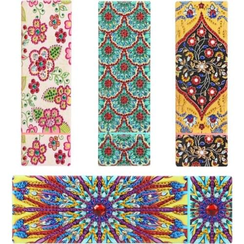 DIY Mandala Special Shaped Diamond Painting Pencil Case 2 Grids Stationery Storage Box Jewelry Box Diamond Embroidery Kids Gift