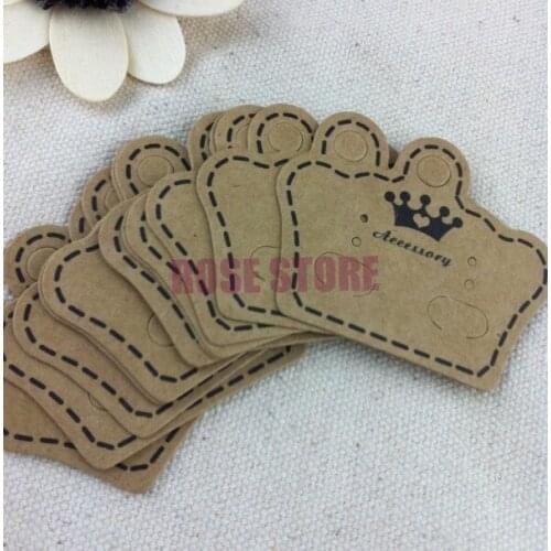 The Sole Custom Crown Earring Card ! 200pcs Brown Paper Jewelry Cards Fashion Earrings Display Packaging Card Tag/Label