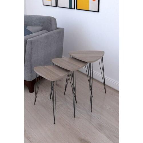 Elite 3 pcs Triangle Zigon Coffee Table and Serving Stand-Kordoba made in turkey