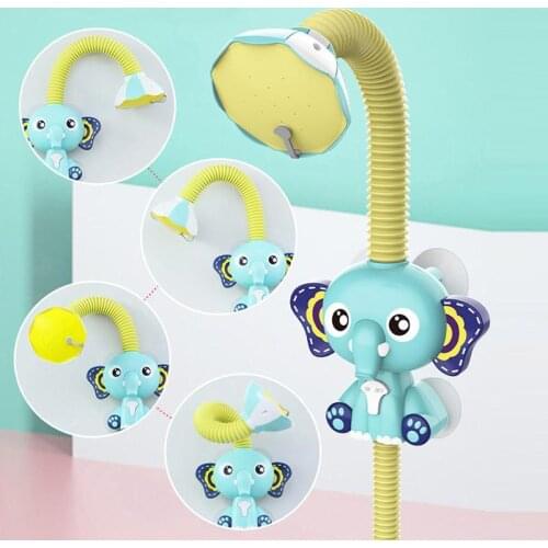 Elephant Electric Shower Toy Baby Bathroom Bathtub Faucet Shower Toy Powerful Sucker Childrens Indoor Water Game