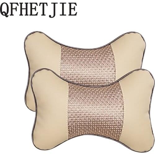 Artificial Leather Car Neck Pillow Neck Support Supplies Four Seasons General Ice Silk Car Headrest Car Accessories