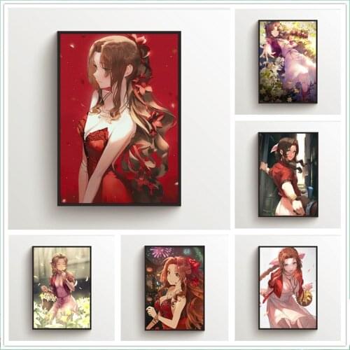 WTQ Canvas Painting Anime Posters Final Fantasy VII FF7 Aerith Gainsborough Wall Decor Wall Art Picture for Living Room Decor