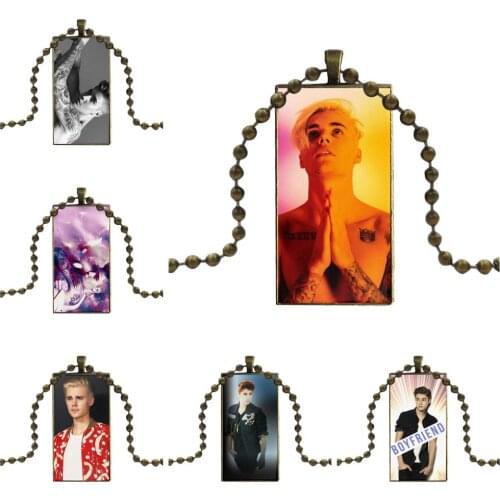 Cool Man Zetasale Justin Bieber For Child Fashion Glass Cabochon Pendant Necklace With Women Bronze Plated Statement Jewelry