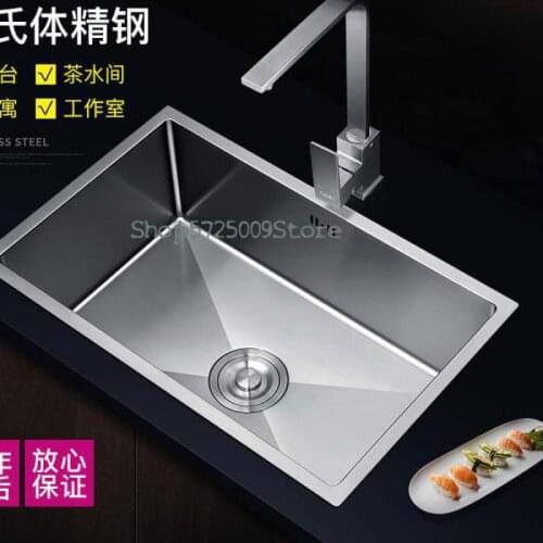 Kitchen Sink 304 Stainless Steel Single Tank Large Single Tank Manual Sink Bar Counter Small Single Tank Sink Sink Set