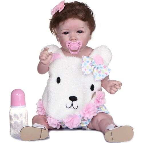 Bebes doll with 56CM soft full body silicone100% hand-made detailed painting collectibles rebborn baby doll can take bath