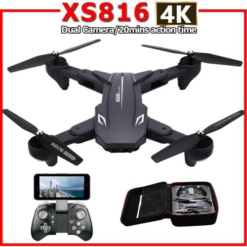 XS816 RC Drone with 50 Times Zoom WiFi FPV 4K /720P Dual Camera Optical Flow Quadcopter Foldable Selfie Dron VS SG106 M70 B4W