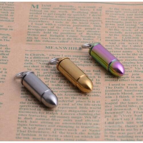 Titanium Waterproof Bullet Shape Necklace Pendant Ti mini Medicine Box Pill Case