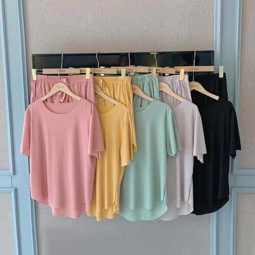 Summer Shorts Femme Sets Two Piece Pijama Mujer Pantalones Cortos Conjuntos Short Sleeve All-match Women Outfits Soft Loungewear