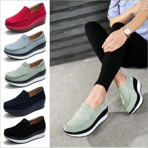 Spring Autumn Women Flats Platform Loafers Ladies Work Genuine Leather Comfort Soft Moccasins Nursing Slip On Casual Shoes 35-42