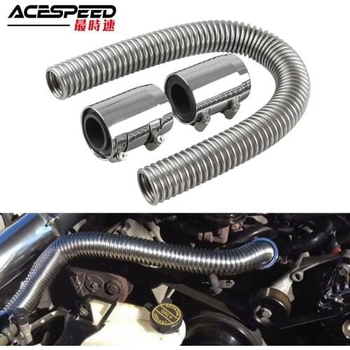 Flexible Upper/Lower Car Radiator Hose Kit and Stainless Steel With Chrome-Plated Cap 24" (61cm) 36" (91cm) 48" (122cm)