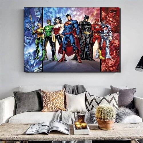 Marvel Anime Superhero Wall Art Poster Superman Batman HD Print Canvas Painting Children Room Bedroom Decoration Mural