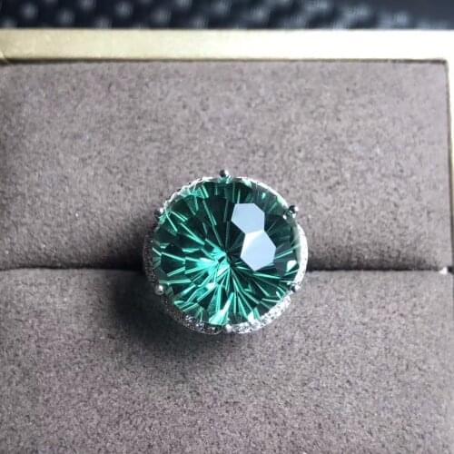 Natural green crystal ring, beautiful, latest grinding process, crystal clean, 925 silver, customizable size number