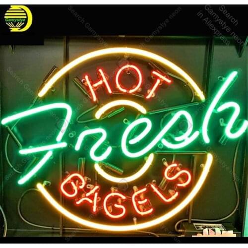 Neon Sign for HOT Fresh BAGELS decor Home Display Beer Express Neon Light up wall sign Handicraft Store Neon Signs for Room