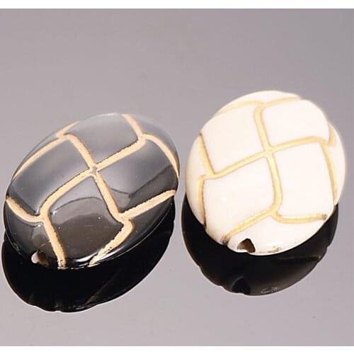 New Arrival 200 Pcs/Lot Antique Style Design Beads Plating CCB Acrylic Stripe Flat Oval Spacer Beads For Diy Jewelry Making