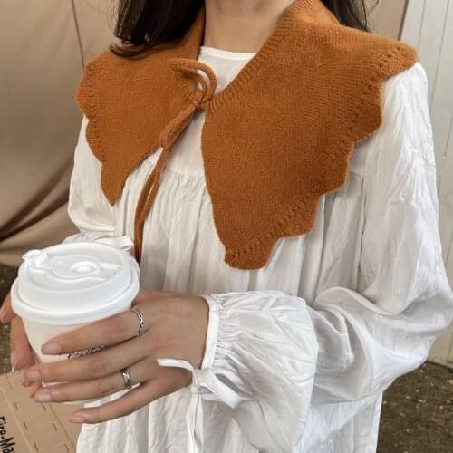 2021 Autumn Fake Collar Shawl Outside Neckwear Female Knitted Solid color Shirt Detachable Collar Female False Faux Collar