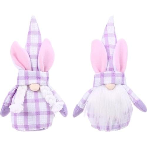 Easter Bunny Gnome Decoration Grid Faceless Doll Plush Dwarf Swedish Tomte Elf
