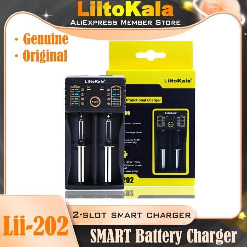 Genuine/Original Liitokala Lii-202 Smart Battery Charger,18650 1.2V 3.7V 3.2V AA / AAA 26650 10440 16340 25500 NiMH Lithium