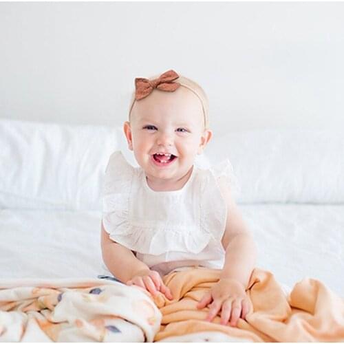 Lovely Print Knotted Elastic Nylon Hairband Fashion Princess Headband Baby Hair Accessories Birthday Gifts Photography Props