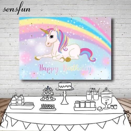 Unicorn Party Backdrops For Photo Studio Bokeh Glitter Little Stars Rainbow Girl Baby Shower 1st Birthday Photography Background