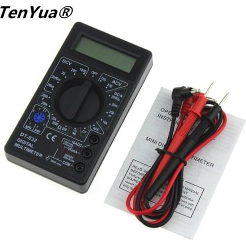 TenYua Professional DT832 Digital Multimeter LCD DC AC Voltmeter Ammeter Ohm Tester Ttransistor Tester Tools