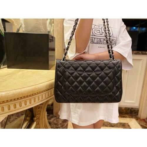 High Quality luxury designer brand ladies classic flap bag shoulder bag diagonal bag chain bag 100% genuine leather Size: 25cm