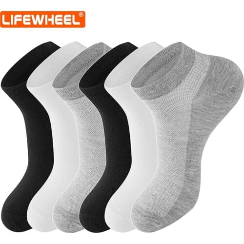 LifeWheel Men Women Mesh Breathable Cotton Casual Athletic Summer Thin Ankle Low Cut Short Socks 6 Pairs