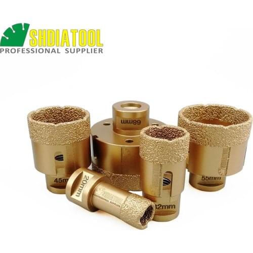 SHDIATOOL 5pcs M14 Diamond Hole Saw 20/32/45/55/68mm Vacuum brazed Diamond Drill Core Bits Stone Drill Bit Diamond Drilling Bit