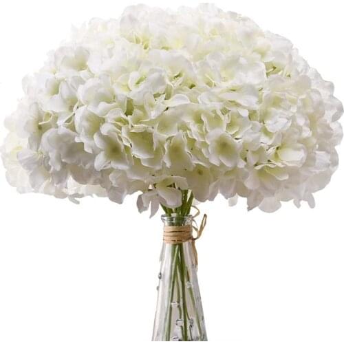 Silk Hydrangea Flowers Artificial Flowers Heads with Stems for Home Wedding Party Decorations Fake Plants 10pcs