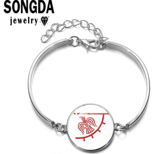 SONGDA Viking Valknut Prayer Necklace Art Pattern Bracelet Exquisite Silver Chains Glass Dome Charm Bracelet for Ladies Jewelry