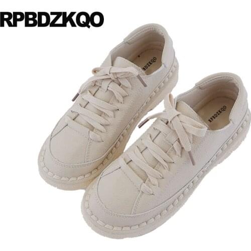 Women White 2018 Traditional Chinese Shoes Harajuku Designer Lace Up Casual Suede Flats Green Ladies Sneakers Round Toe Japanese