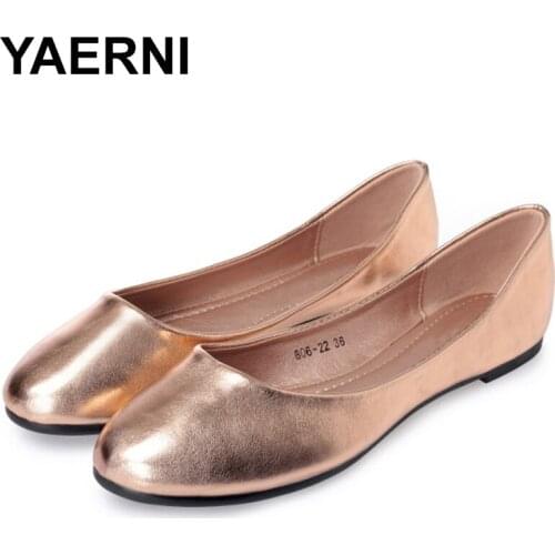 YAERNIfashion Lady soft sole Flats rain Shoes for drive pregnant woman shoes Women Spring summer Shoes Round toe shoes35-41E1078