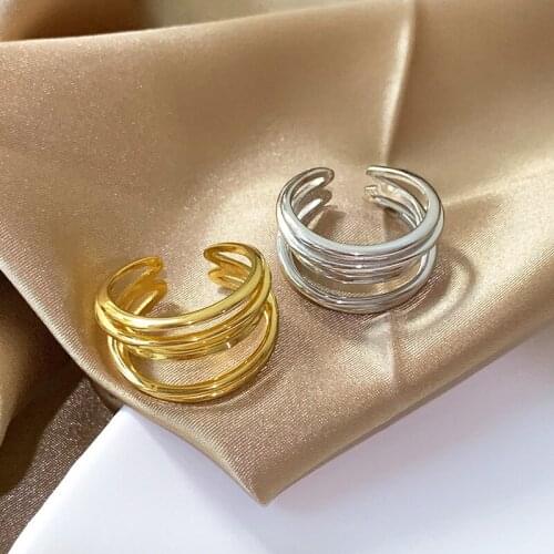 New Hot Brand Pure S925 Sterling Silver Luxury Jewelry For Women Layers Irregular Glossy Jewelry Engagement Branch Open Ring