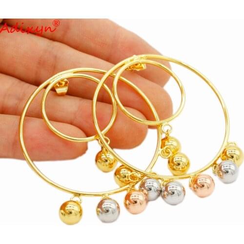 Adixyn Gold Ball Hoop Earrings Jewelry Ethiopian Africa Arab Middle East for Women/Girls Best Gifts