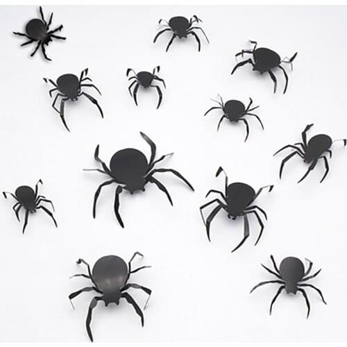12/24Pcs Bat Spider Wall Sticker Window Scene Layout Wall Sticker Halloween Decoration Three-dimensional Holiday Decoration