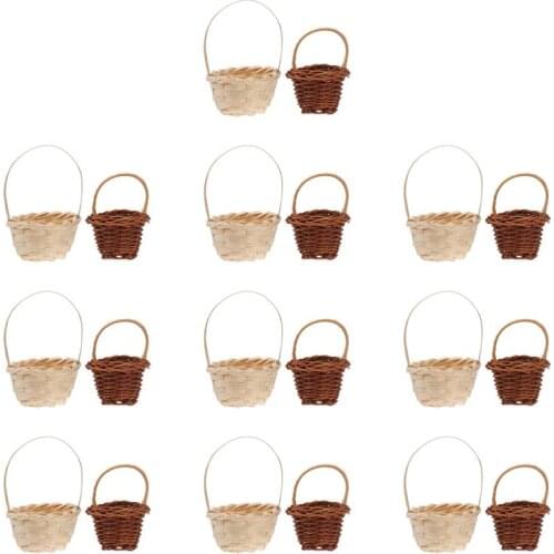 20pcs Decorative Mini Flower Baskets Toys Mini Baskets Woven Mini Baskets