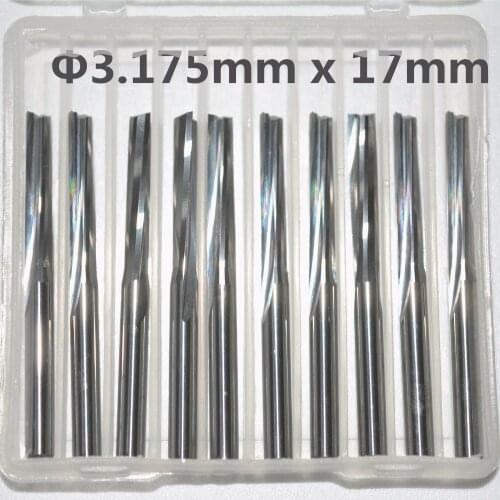 3.175mm*17mm-20PCS, CNC Solid carbide woodworking insert router bit,Tungsten steel end mill,2 flute straight end milling cutter