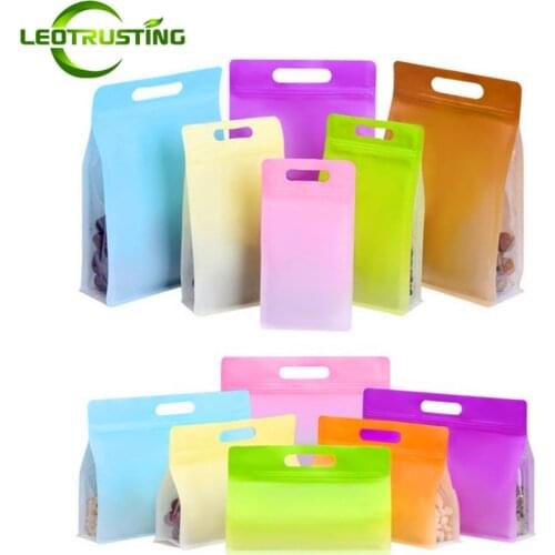 50pcs 3D Portable Matte Plastic Window Zip Lock Pouches Resealable Cookies Bread Fruits Snack Party Wedding Gifts Packaging Bags