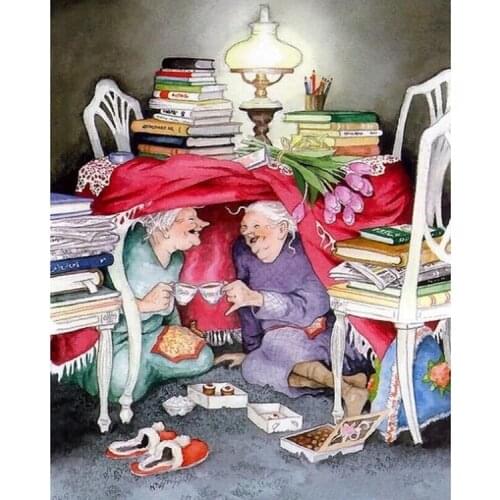 5d diy diamond embroidery grandma drinking coffee diamond painting Cross Stitch full square&round drill Rhinestone mosaic