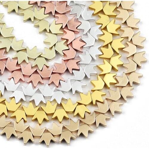 8X6MM Natural Hematite Stone Rose Gold Silvers Crown Spacer Loose Beads For Jewelry Making Charm Bracelets DIY Accessories