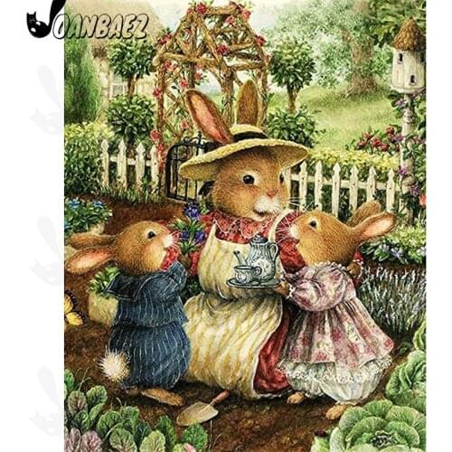 Diamond Art Painting Family Rabbit 5D Diy Wall Art Cute Animal Stickers Diamond Embroidery Mosaic Home Room Decoration Gift