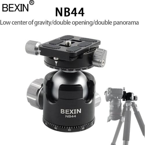 Aluminum heavy duty camera head of stable Double U Notch Dual Panoramic Low Gravity Center BallHead with Quick Release Plate